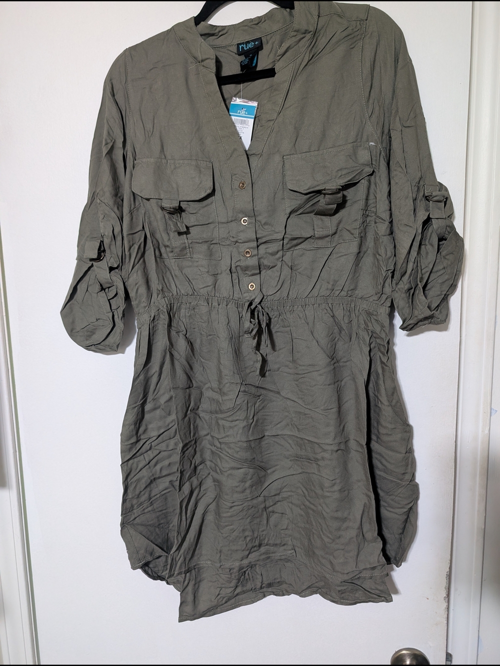 Rue21 Olive Utility Swim Cover-Up with Drawstring Waist